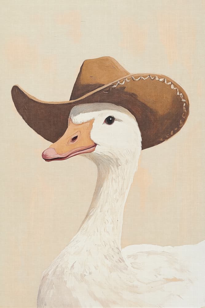 Cowboy Goose by Melloi Art Prints — canvas wall art
