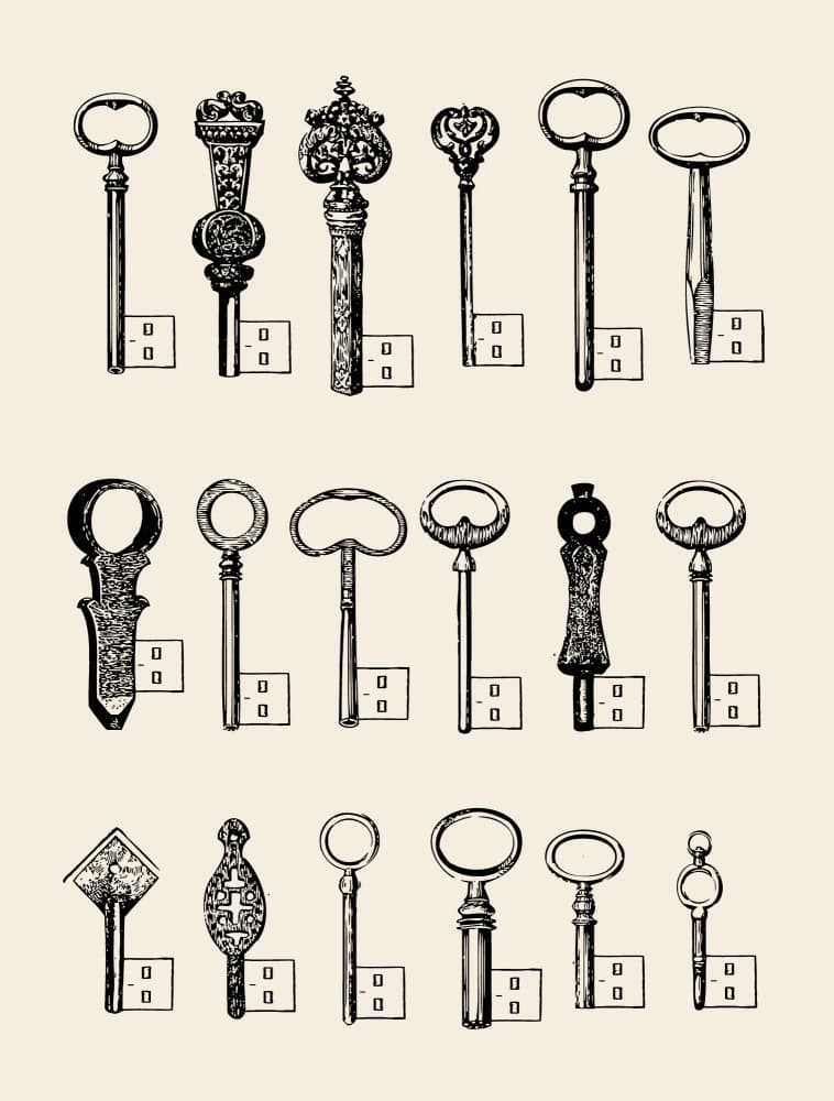 Antique Key Collection by Florent Bodart — canvas wall art