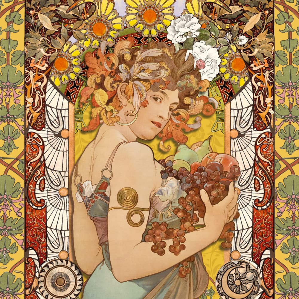 Art Nouveau Harvest Woman by Marja van den Hurk — canvas wall art