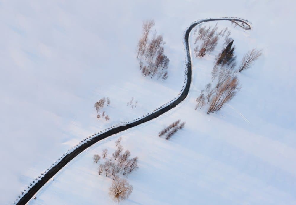 Winding Winter Road by Ling Lu — canvas wall art