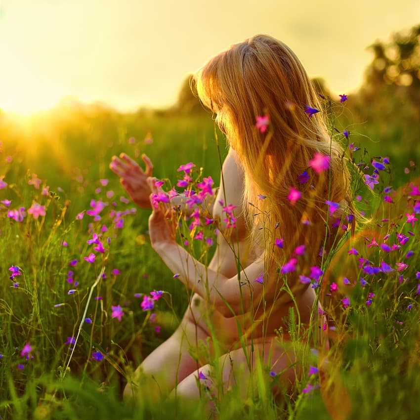 Serene Meadow Woman by Dmitry Frizel — canvas wall art
