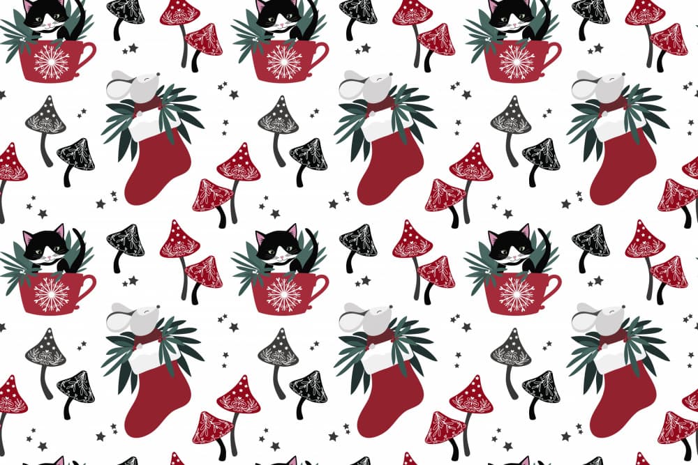 Whimsical Christmas Animals Pattern by Rosana Laiz Blursbyai — canvas wall art
