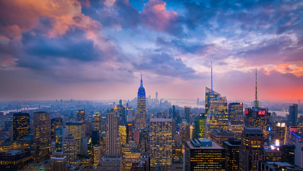 New York Twilight Glow by Michael Zheng — canvas wall art
