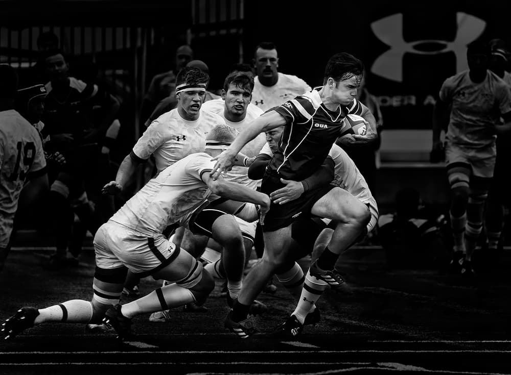 Rugby Game Action by Henry Zhao — canvas wall art