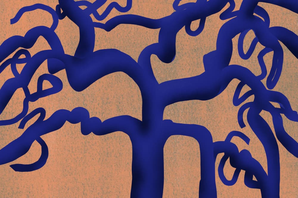 Blue Organic Flow by Little Dean — canvas wall art