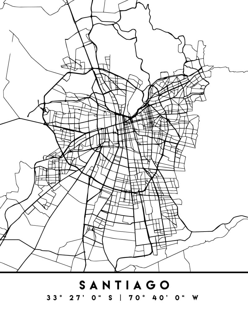 Santiago Urban Map by Emiliano Deificus — canvas wall art