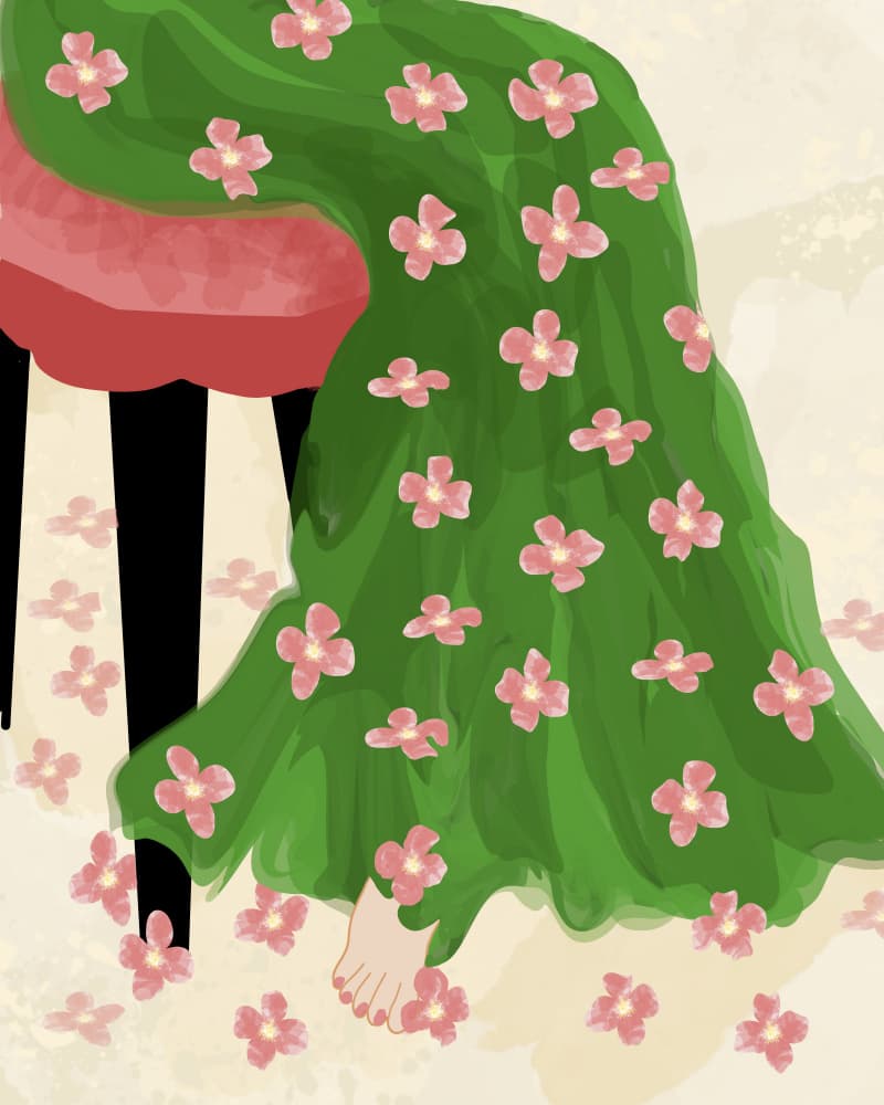 Dreamy Floral Dress by Sannel Larson — canvas wall art