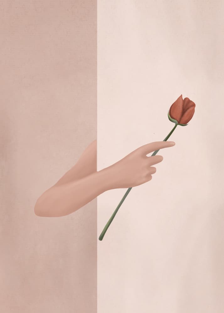 Hand Holding Rose by Flow Line — canvas wall art