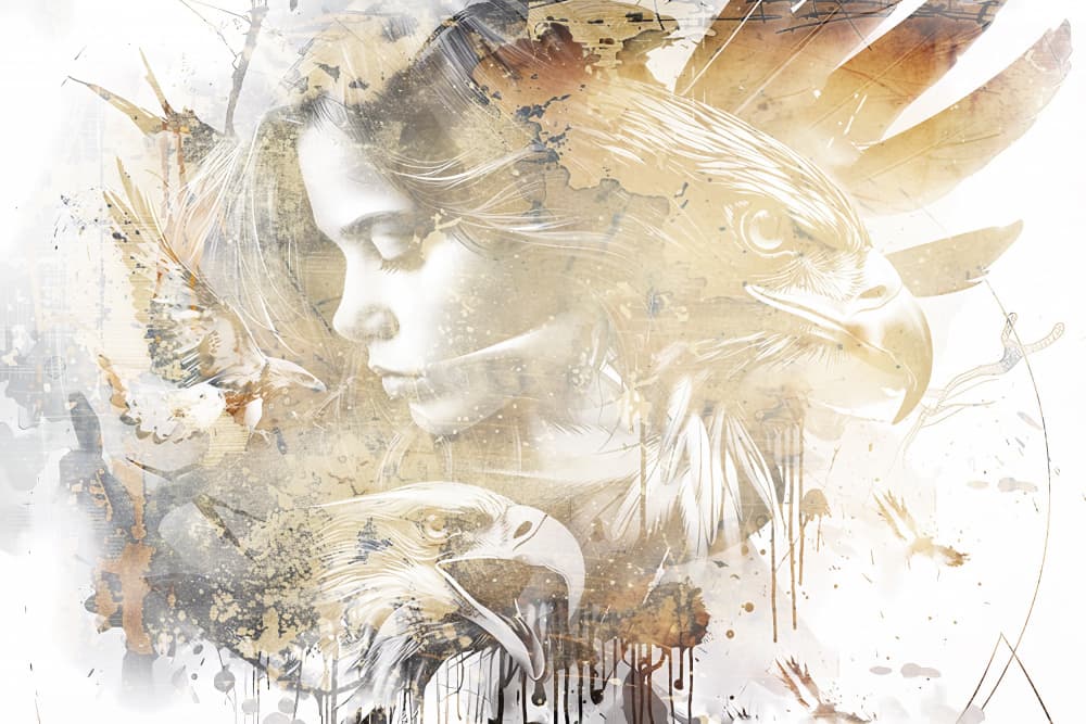 Mystic Woman and Eagle by Rafal Kulik — canvas wall art