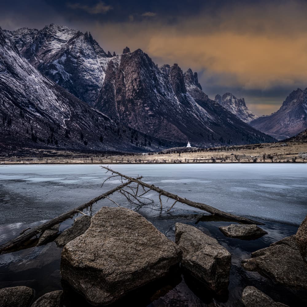 Winter Mountain Lake by Cai  ning — canvas wall art