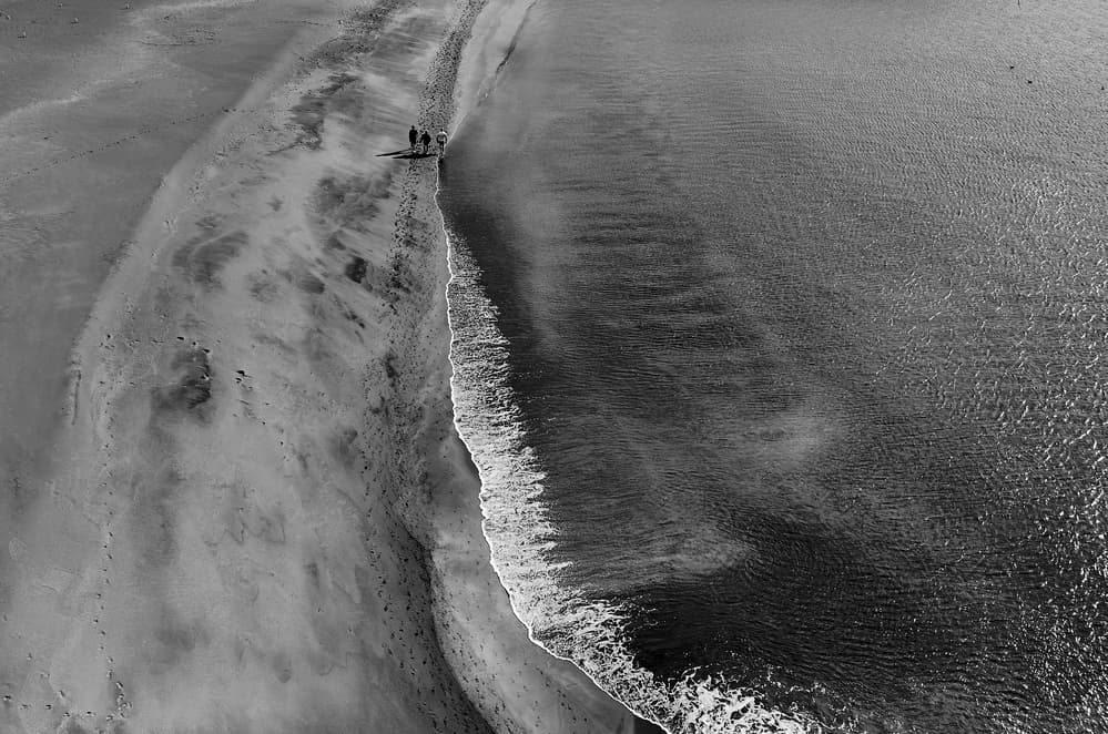 Aerial Beach Stroll by Luís Godinho — canvas wall art