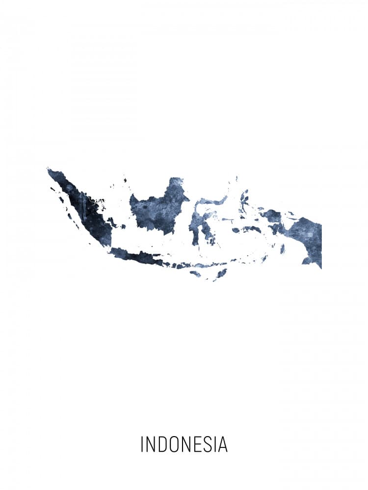 Indonesia Watercolor Map by Michael Tompsett — canvas wall art