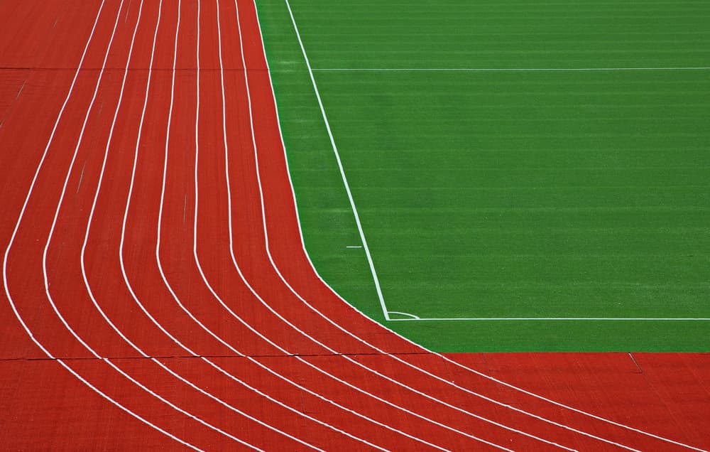 Athletic Track Corner by Hans Peter Rank — canvas wall art
