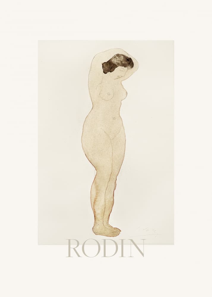 Nude, Standing With Hands On Head by Auguste Rodin — canvas wall art