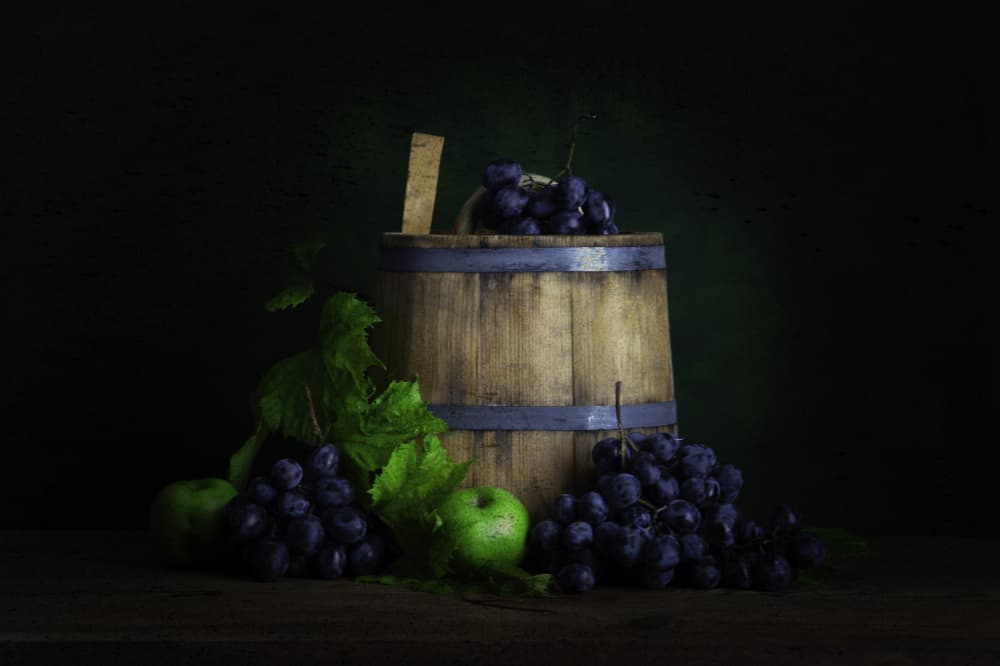 Harvest Grapes and Barrel by Ramiz Sahin — canvas wall art