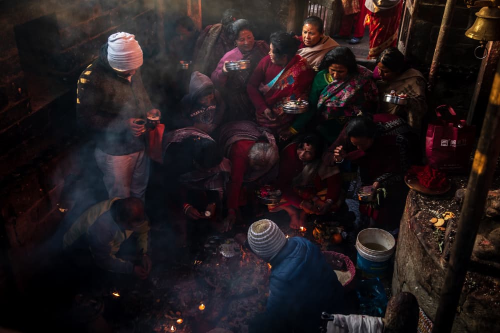 Smoky Temple Ceremony by Marius Tudor — canvas wall art