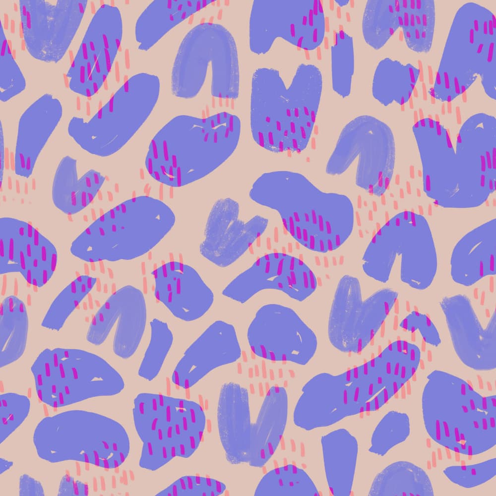 Purple Shapes Pink Dots by Charlotte Trudgett — canvas wall art