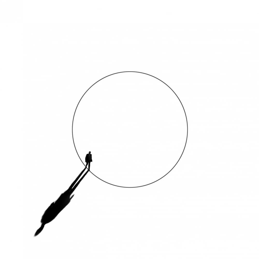 Man on Circle Edge by Huib Limberg — canvas wall art