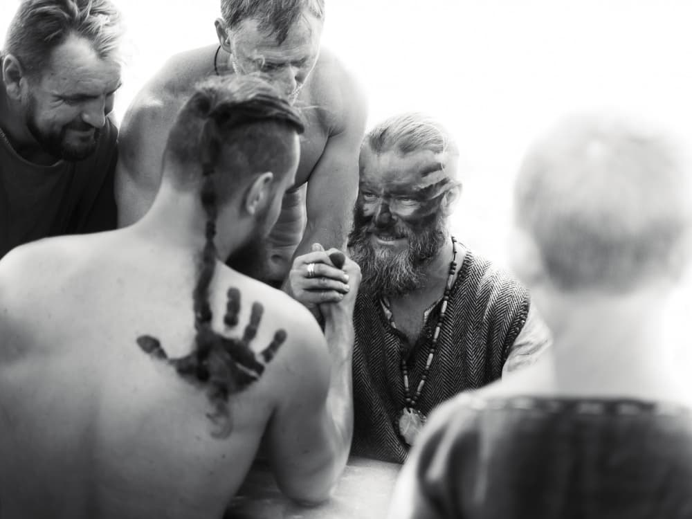 Tribal Arm Wrestle by Aurelian — canvas wall art