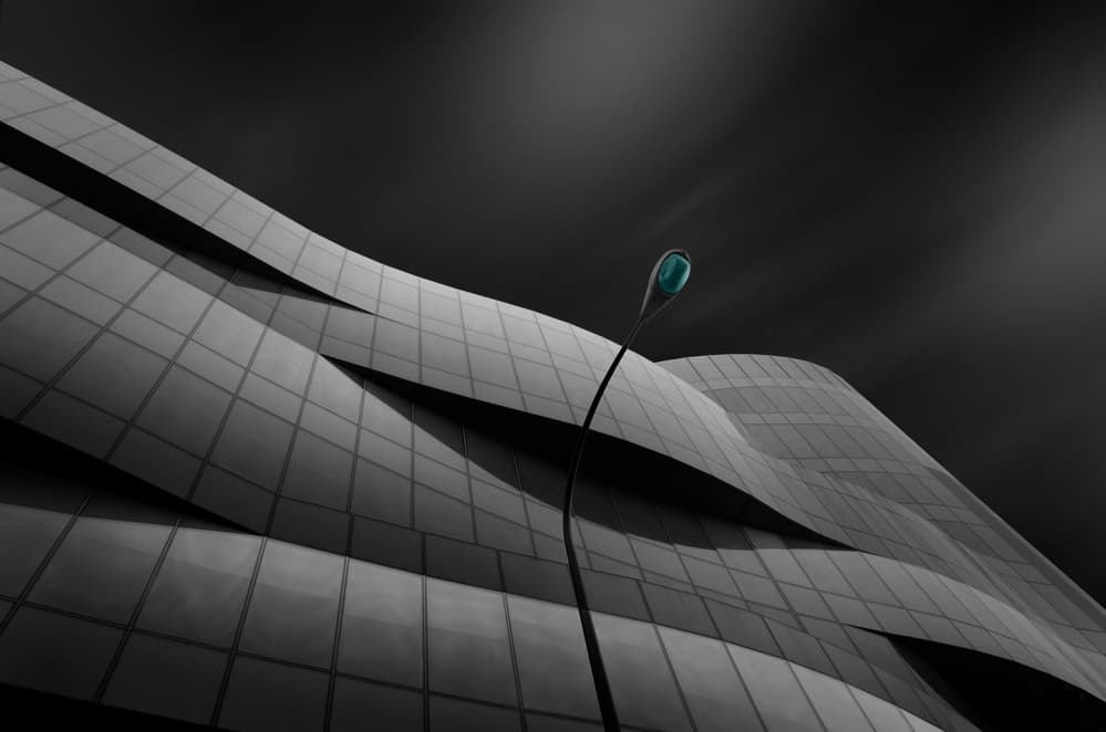 Green Lamp Modern Architecture by Alfonso Novillo — canvas wall art