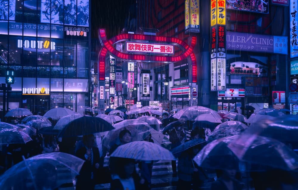 Rainy Tokyo Night by Javier de la Torre — canvas wall art