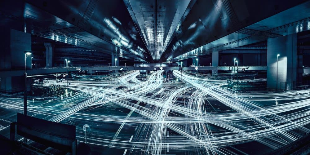 Dynamic Urban Light Trails by Yoshihiko Wada — canvas wall art