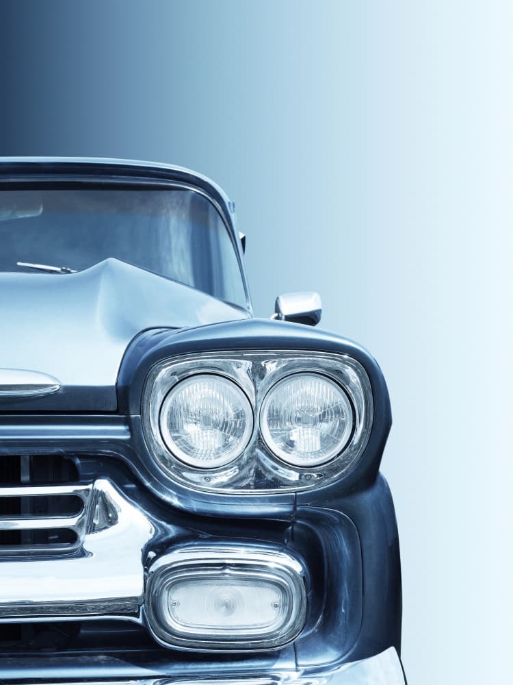 Classic Blue Car Front by Beate Gube — canvas wall art