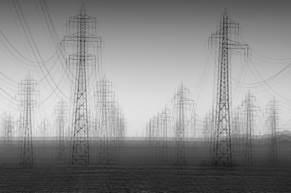Monochromatic Power Grid by Zhecho Planinski — canvas wall art