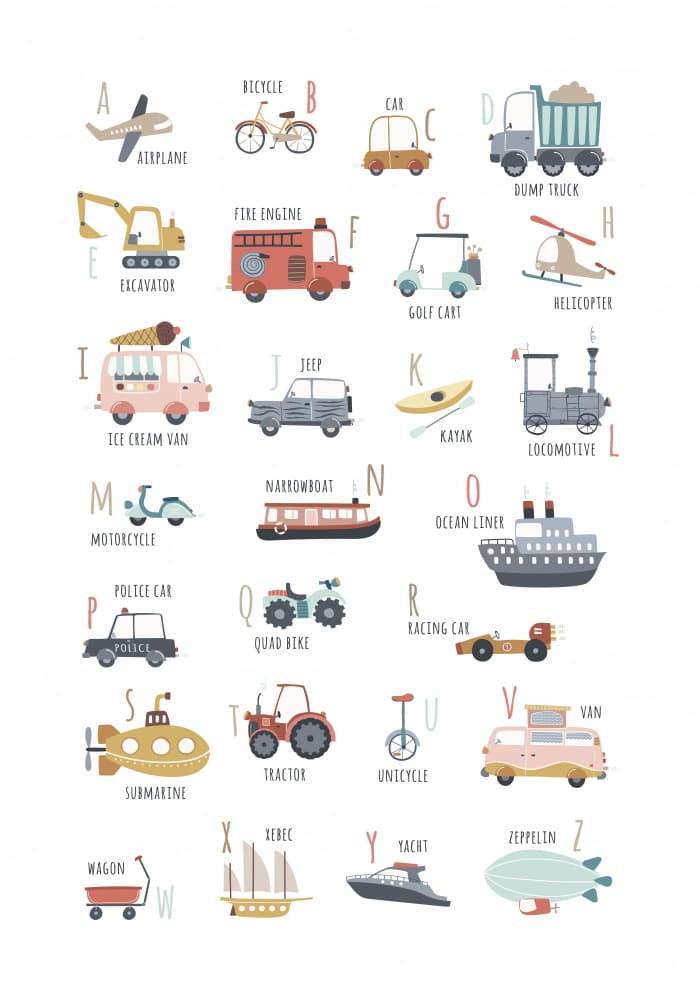 Transportation ABC Fun by Marta Munte — canvas wall art