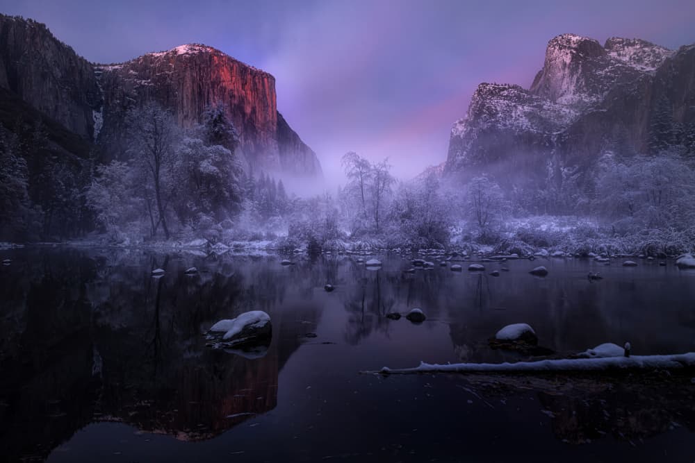 Red Cliff Winter Morning by Joan Zhang — canvas wall art