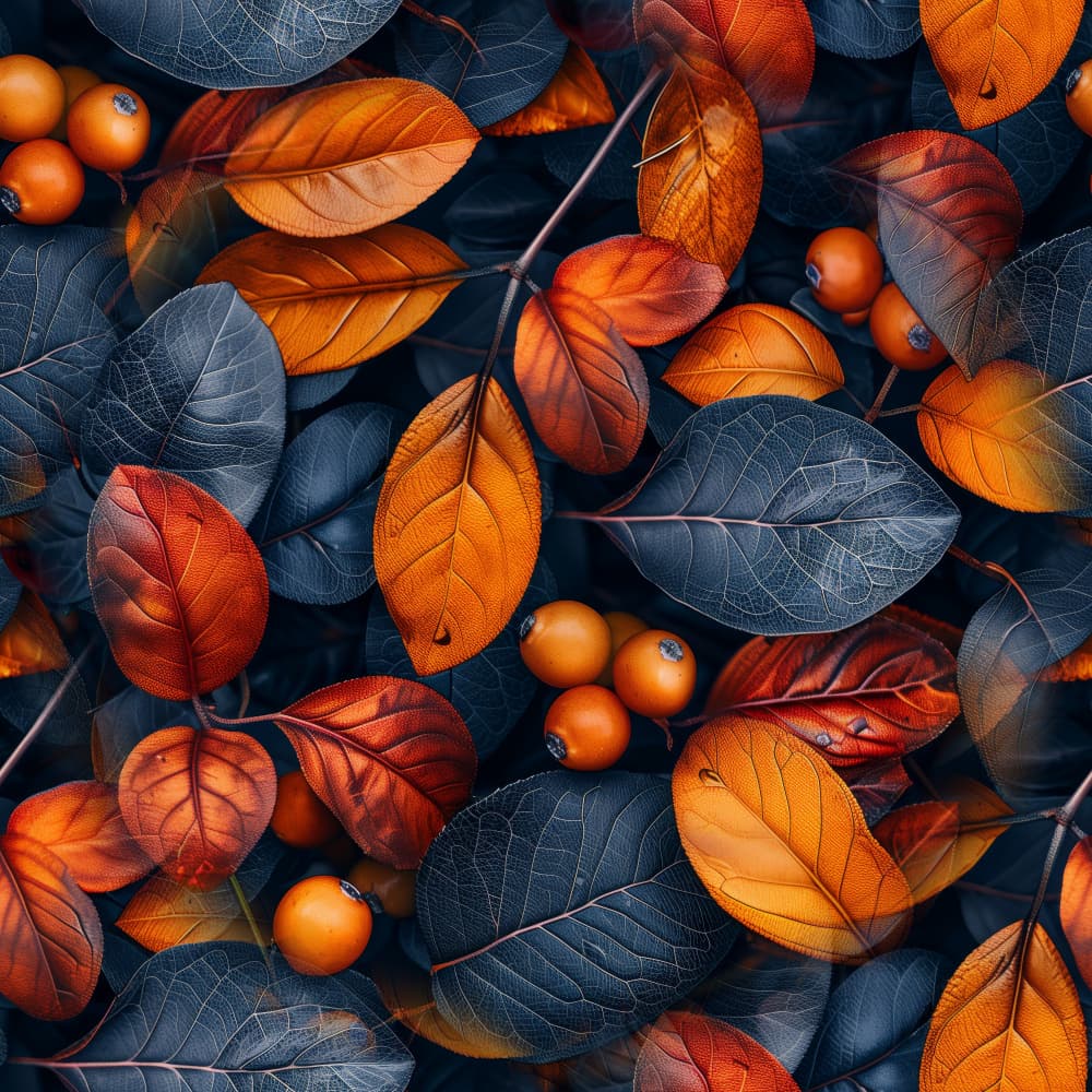 Orange Blue Fall Leaves by Justyna Jaszke — canvas wall art
