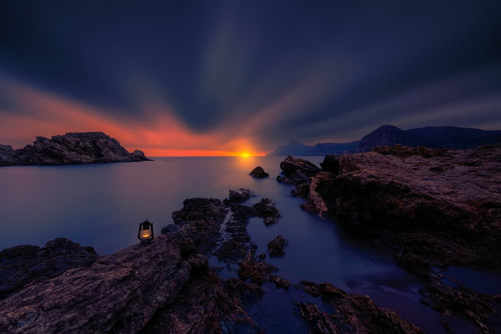 Coastal Sunset Lantern by Jose Antonio Triviño Sanchez — canvas wall art