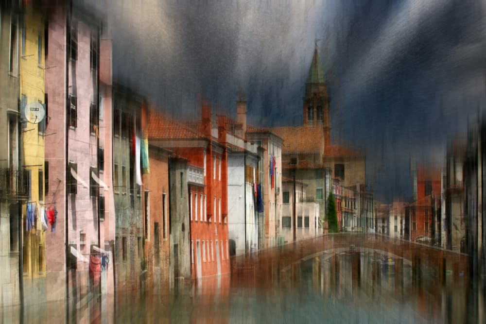 Impressionist Canal City by Hans-Wolfgang Hawerkamp — canvas wall art