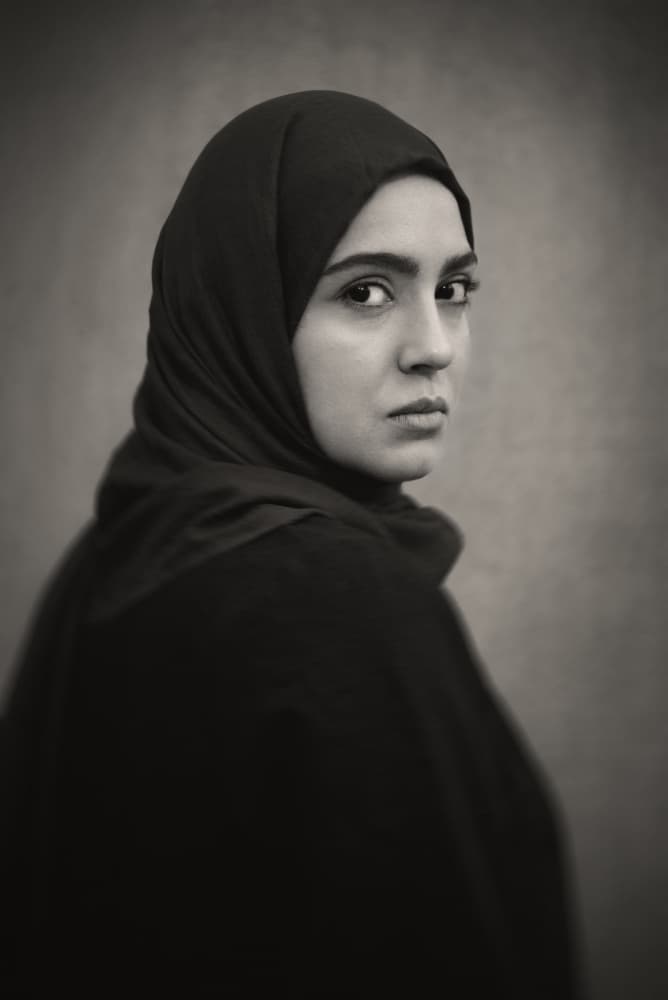 Pensive Hijab Woman by Poorya Rafiezade — canvas wall art