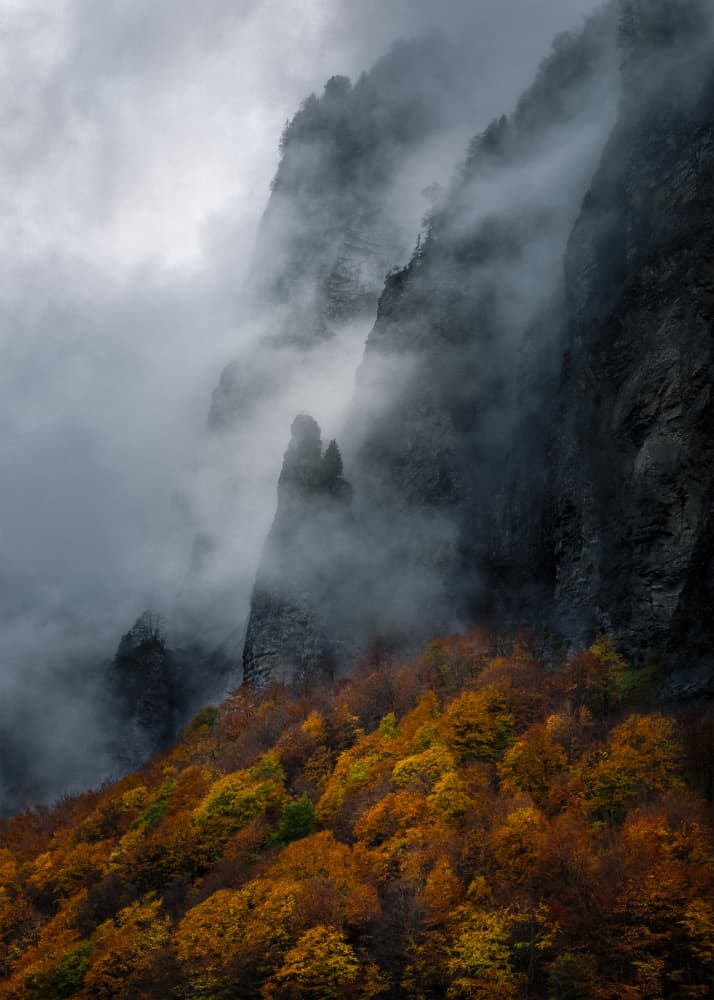 Misty Autumn Mountains by Chuan Chen APA — canvas wall art