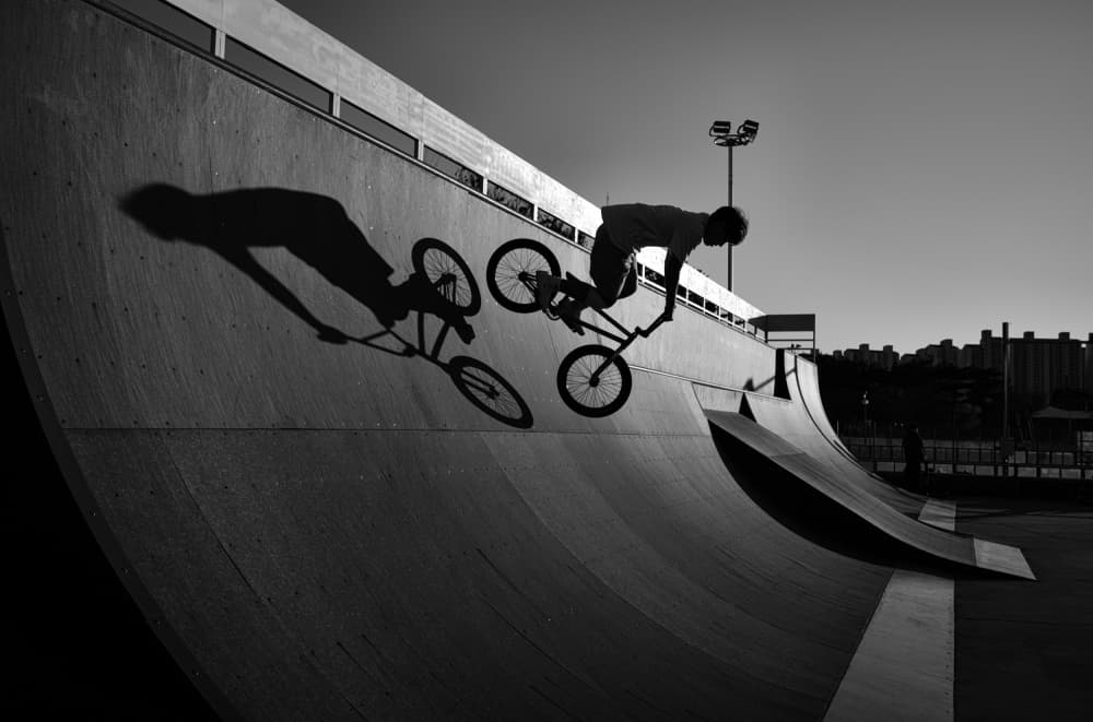 BMX Rider Air Trick by Bong Goo Kang — canvas wall art
