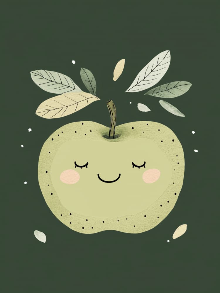 Sleepy Green Apple by Treechild — canvas wall art