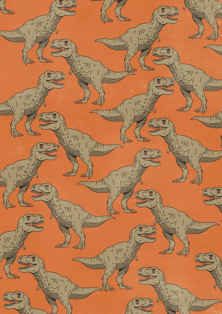 Playful T-Rex Pattern by Nicholas — canvas wall art