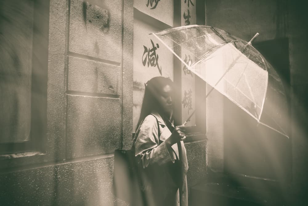 Mysterious Woman Under Umbrella by Mi Young Choi — canvas wall art