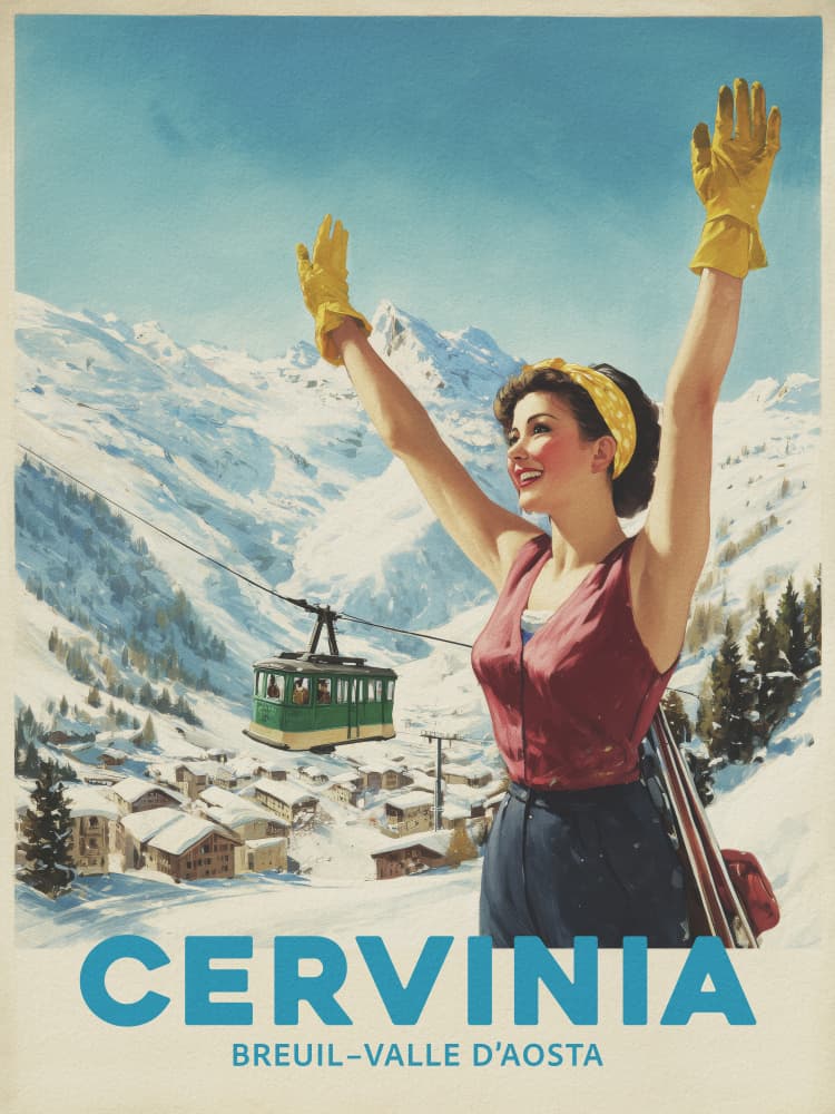 Happy Alpine Skier by Andreas Magnusson — canvas wall art