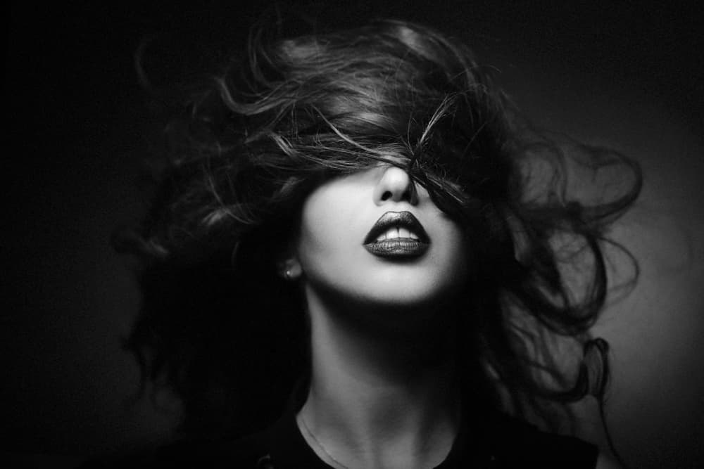 Dramatic Hair And Lips by Sepideh Niksefat — canvas wall art