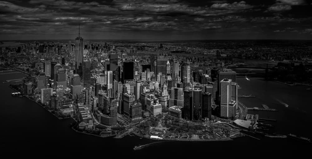 Dramatic New York Skyline by Michael Jurek — canvas wall art