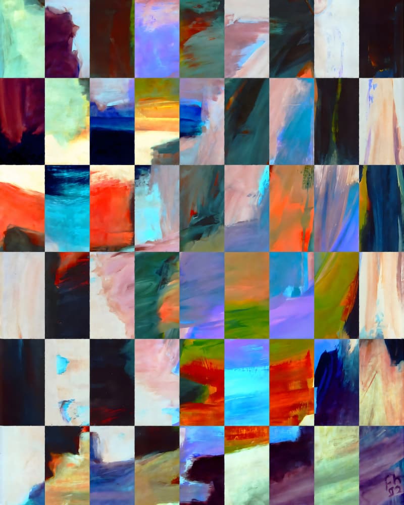 Vibrant Abstract Grid by Uma Gokhale — canvas wall art