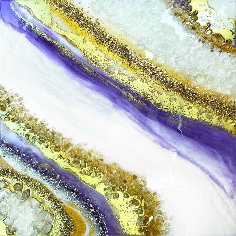 Vibrant Purple Gold Geode by Alyson Storms — canvas wall art