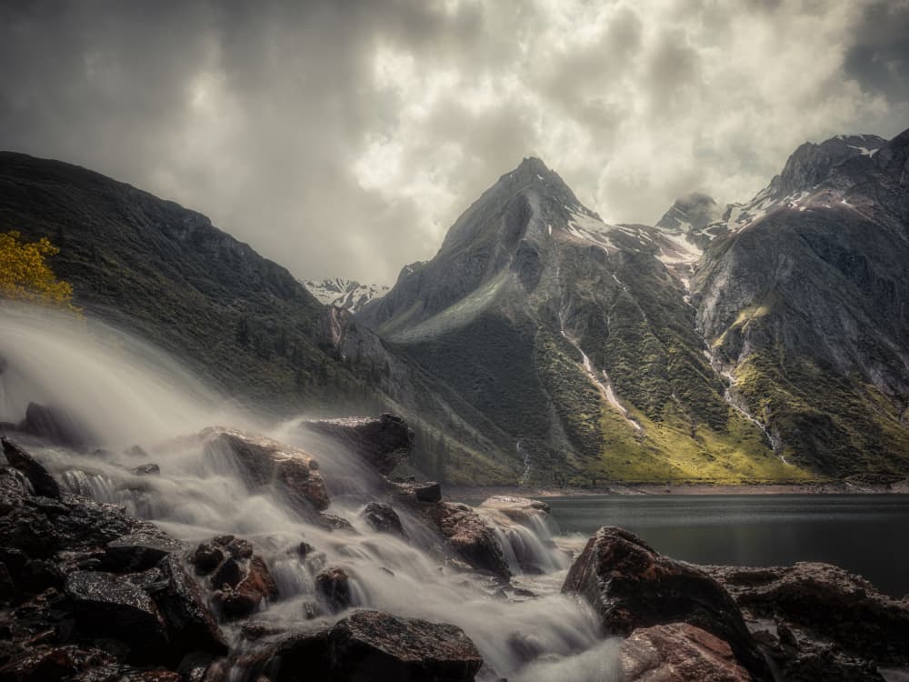 Dramatic Mountain Cascade by Cristiano Giani — canvas wall art