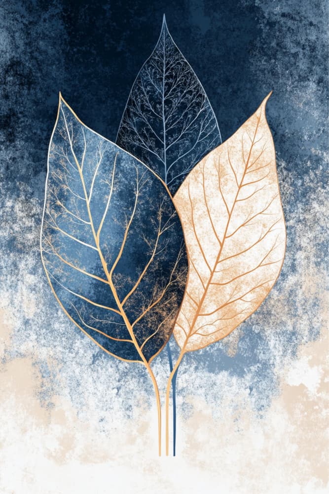 Blue and Gold Botanicals by Sally Ann Moss — canvas wall art