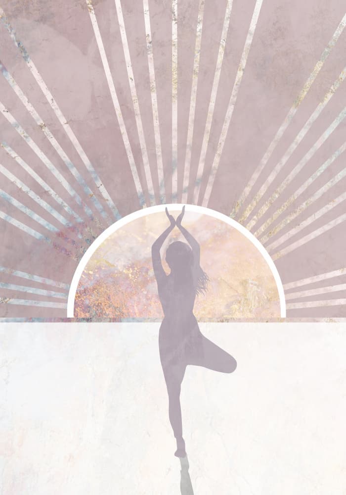 Serene Yoga Sunrise by Sarah Manovski — canvas wall art