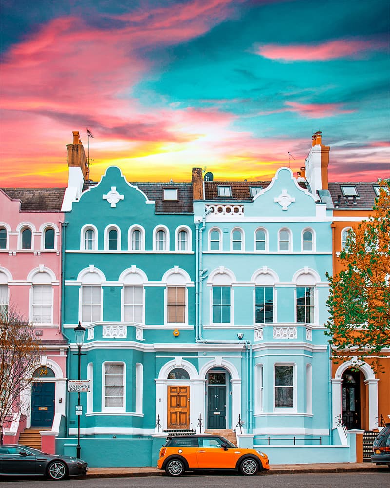 Sunset Colorful Houses by Gabor Estefan — canvas wall art