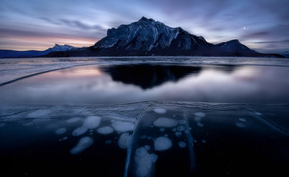 Frozen Lake Blue Hour by Alex Lu — canvas wall art