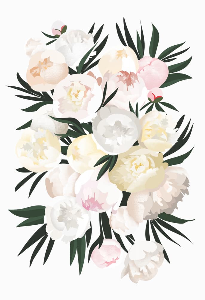 Lush Peony Bouquet by Rosana Laiz Blursbyai — canvas wall art